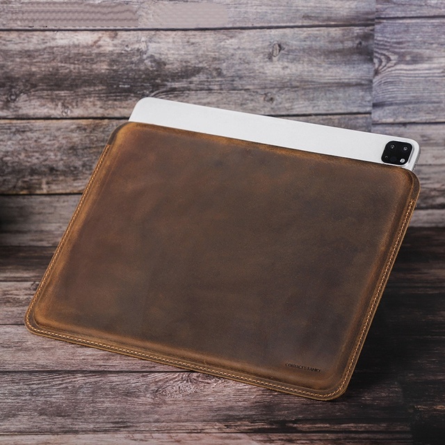 Genuine Leather Tablet Protective Case for Business Man Classical Crazy Horse Leather Tablet Cover Case for iPad Pro 12.9