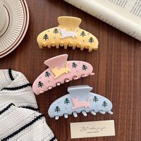 Pince à cheveux courbée en acétate de cellulose, motif chat de dessin animé et sapin, ornée de strass, style coréen classique, pour femmes, accessoires