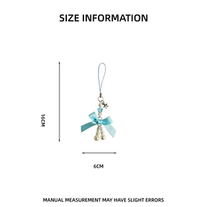 سلسلة مفاتيح لطيفة بشريط ساتان وردي مع قلادة نجمة لؤلؤية، حزام هاتف، زينة للحقائب النسائية، حبل تعليق للهاتف المحمول، إكسسوارات - Product Image 6