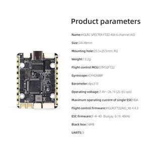 <span class=keywords><strong>Hglrc</strong></span> specter 40A <span class=keywords><strong>F722</strong></span> 6 in 1 AIO FC ICM42688P DPS310 STM32F722 16MB blackbox สำหรับ Y6 hexacopter FPV Racing Drone - Product Image 6