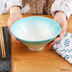 Ensemble de bols à nouilles en céramique du fabricant d'origine, 5 pouces, style japonais, bol à ramen, bleu, rose, vert clair, couleur unie, rond - Product Image 3