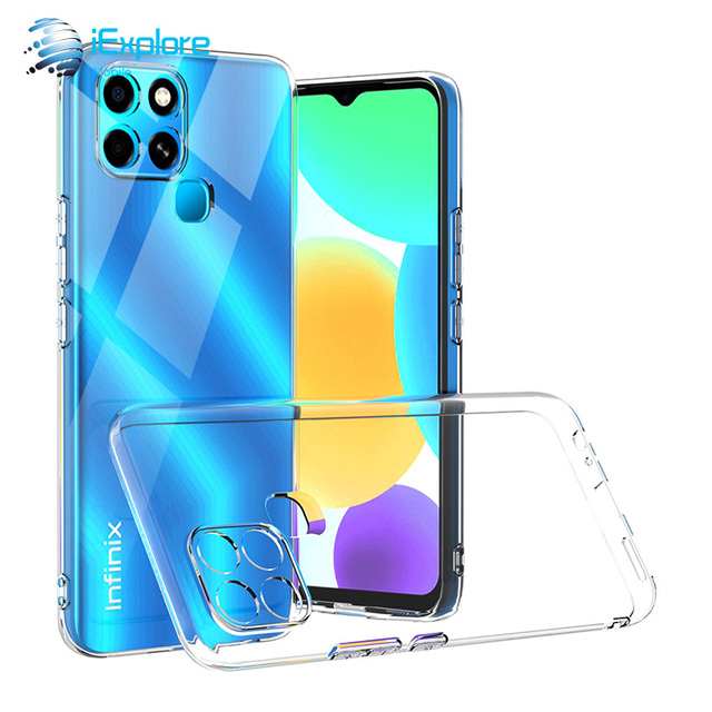 IExplore Soft Crystal clear Transparent 2mm TPU Phone case with Fingerprint Proof Spot for Infinix SMART 6