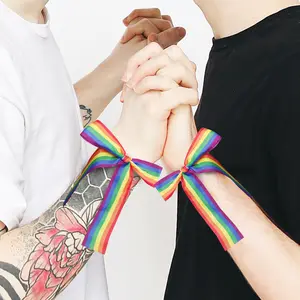 Groothandel Regenboog Lgbt Gay Armbanden Hoofdband Vakantie Feest Decoratie Lange Lint Stof Polsband