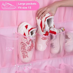 35 Pocket Over The Door <b>Shoe</b> Organizer Pink Oxford Fabric Hanging Rack For <b>Shoes</b> Toys Closet <b>Storage</b> - Product Image 3