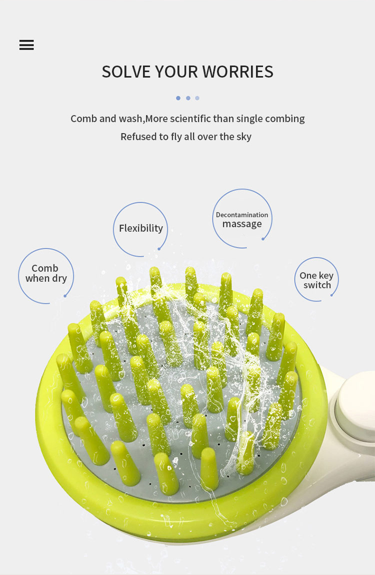 Pet Massage Bath Shower Nozzle – Dog & Cat Grooming Brush with Water Sprayer