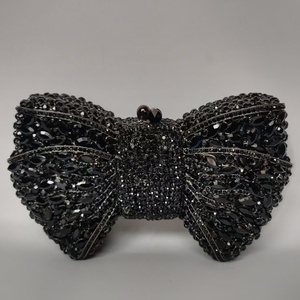 New Diamond-encrusted PU Rhinestone Bow Evening <b>Clutch</b> Wedding Full Rhinestone Crystal Chain Magnetic Clasp Evening Tanjing - Product Image 2