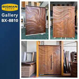 <span class=keywords><strong>Porte</strong></span> <span class=keywords><strong>d</strong></span>'<span class=keywords><strong>entrée</strong></span> de villa moderne en bois massif, design résidentiel luxueux américain, avec sculpture 3D texturée pour l'extérieur des maisons - Product Image 2