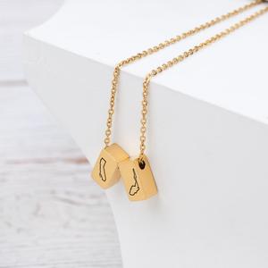 Vente en gros de bijoux en or 14 ct plaqué or rose à la mode chaîne collier personnalisé à pendentif <span class=keywords><strong>carte</strong></span> <span class=keywords><strong>du</strong></span> <span class=keywords><strong>monde</strong></span> gravé en barre 3D pour femmes - Product Image 4