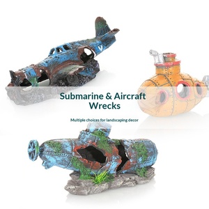 Decoraciones para Acuarios: Naufragio de Avión, Naufragio de Barco, Submarino, Cuevas para Esconderse para Peces y Camarones, Adornos para Reptiles - Product Image 3