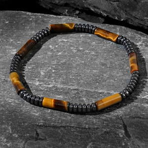 Bracciali Elastici da Uomo in Pietra Naturale all'Ingrosso: Occhio di Tigre e Ematite Stile Bohemien (Set da 2 Pezzi) - Product Image 5
