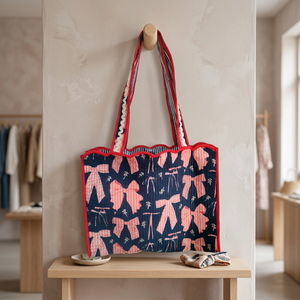 Sac à cosmétiques élégant en coton matelassé avec nœud, couleur unie, poignée souple, grande capacité, fermeture éclair, sacs fourre-tout réutilisables, sacs cadeaux pour femmes - Product Image 1