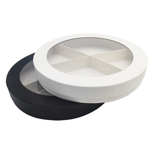 Boîte cadeau ronde rigide en carton biodégradable de luxe pour chocolat et fraises, avec finition mate - Product Image 1