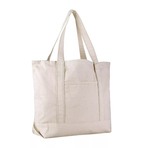 Eco Friendly Customized Cotton <b>Canvas</b> Tote <b>Bag</b> with Zipper Closure Reusable Shoulder Shopping <b>Bag</b> Custom Logo for Women Outdoor - Product Image 4