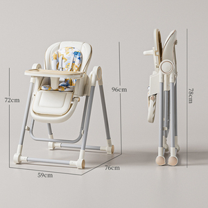 Seggiolone Pappa Pieghevole <span class=keywords><strong>Sedia</strong></span> da Pranzo Altezza Regolabile Seggiolone per Bambini 3 in <span class=keywords><strong>1</strong></span> con Ruote - Product Image 2