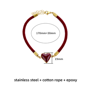 Super Cute 18K Gold Plated Parts <strong>Bracelet</strong> Dripping Oil Heart <strong>Charm</strong> Pendant Not Fading Allergic-Free Fashion <strong>String</strong> <strong>Bracelets</strong> - Product Image 6