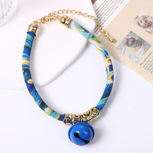 Ethnic Striped Woven Fabric <b>Pet</b> Collarswith Bell Charms Adjustable Bohemian Geometric Print Cat <b>Collars</b> - Product Image 6