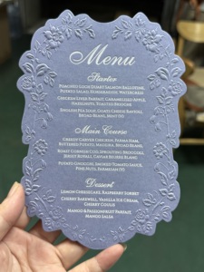 Tarjeta de Menú de Invitación de Boda de Lujo Personalizada, Impresa en Offset, Papel de Algodón, Grabado en Relieve, Logotipo Personalizado - Product Image 1