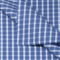 Tela Elástica Teñida con Hilo 50S, de Algodón, Nailon y Spandex, con Rayas Azules y Cuadros, para Camisas de Hombre y Mujer