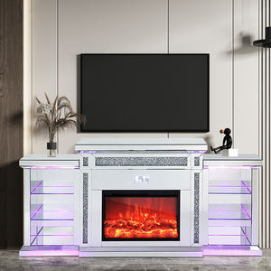 Meuble TV miroir sépia de haute qualité avec cheminée Décoration d'intérieur Meubles miroir - Product Image 3