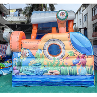 Château gonflable à thème sous-marin avec toboggan, toboggan gonflable sec pour enfants, idéal pour les fêtes et les divertissements