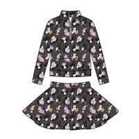 Ensemble de vêtements pour filles à manches longues avec imprimés d'Halloween, ensemble jupe deux pièces, ensemble de vêtements pour bébés, tout-petits et adolescentes