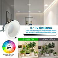 Downlight LED Comercial 5CCT Regulable de 6 Pulgadas 26W 22W 16W IP54, Foco LED Empotrable para Techo
