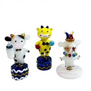 งานแกะสลักรูปสัตว์ทำมือจาก<span class=keywords><strong>แก้ว</strong></span> รูปช้าง กระต่าย หมี วัวนม หนู เสือ พร้อมฐานหมุนได้ เหมาะสำหรับเป็นของขวัญวันเกิด - Product Image 3