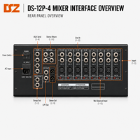 Consola de Mezcla de Audio Digital Profesional DSZ DS-12P-4 de 12 Canales con Entradas XLR, Salidas USB, 30W, 100-240V para Eventos en Vivo
