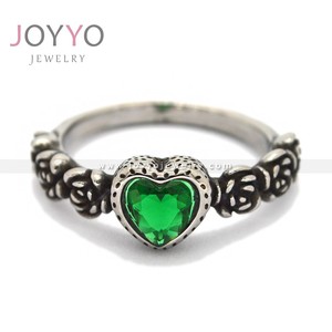 कारखाने की कीमत विंटेज चांदी स्टेनलेस स्टील रंगीन दिल के आकार की हीरे की अंगूठी, शादी और महिलाओं के लिए सगाई गहने - Product Image 4