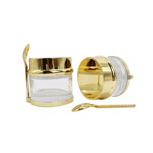 Pot cosmétique en verre avec couvercle doré et argenté, avec cuillère, 100g 250ml, pot pour crème pour le visage avec décoration givrée - Product Image 6