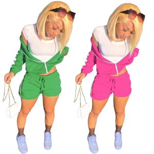 2021 nuovo Breve Jogger Set Abbigliamento Donna 2 Pezzi Set Delle Donne Sudore Attrezzature Dei Vestiti di Sudore Set di Due Pezzi Jogging - Product Image 1