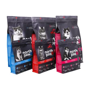 Bolsa de comida para perros personalizada de 6,8 kg y 10kg, bolsas de plástico para envasado de alimentos secos para mascotas a prueba de humedad reciclables de fábrica con cremallera para comida para gatos