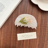 Pince à cheveux moyenne en acétate irisé avec strass 3D en forme de tulipe, pince requin à ressort doux, accessoires capillaires quotidiens pour le bureau, pour femmes