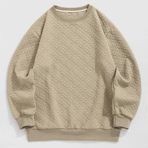 Sudadera informal de cuello redondo para hombre de alta calidad con textura Jacquard con patrón de flores sólidas para otoño - Product Image 3
