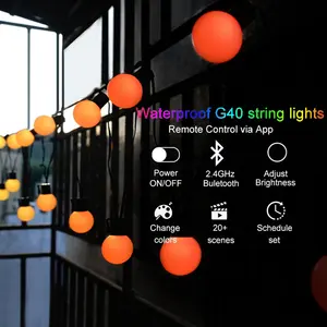 Outdoor String Lights Rgb Kleur Veranderende Patio String Lights Met Afstandsbediening Smart Led String Lights