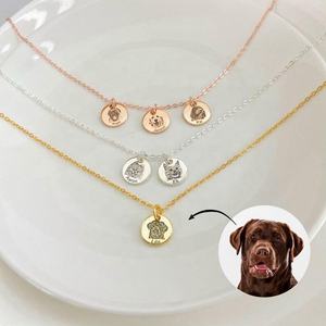 Pendentif Médaille <span class=keywords><strong>Personnalisé</strong></span> en Acier Inoxydable 304 Gravé au Laser avec Photo d'Animal de Compagnie (Chien, <span class=keywords><strong>Chat</strong></span>) – Cadeau Commémoratif Tendance - Product Image 2