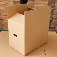 Boîtes en carton ondulé kraft réutilisables avec logo personnalisé, fentes pré-découpées, poignées intégrées, haute capacité de charge, pour déménagement et logistique internationale