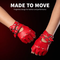 Gants demi-doigt pour femmes et filles, en Faux cuir, avec Rivets Punk, gants sans doigts, Costume de Performance