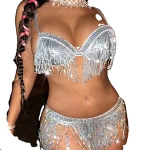 2023 <span class=keywords><strong>Original</strong></span> diseño propio borlas de lentejuelas <span class=keywords><strong>dos</strong></span> piezas traje de baño personalizado caliente club nocturno chica traje de baño ropa de playa sexy - Product Image 1