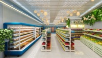 Conception créative de magasin d'alimentation, plan de mise en espace, design intérieur, conception de mini-supermarché