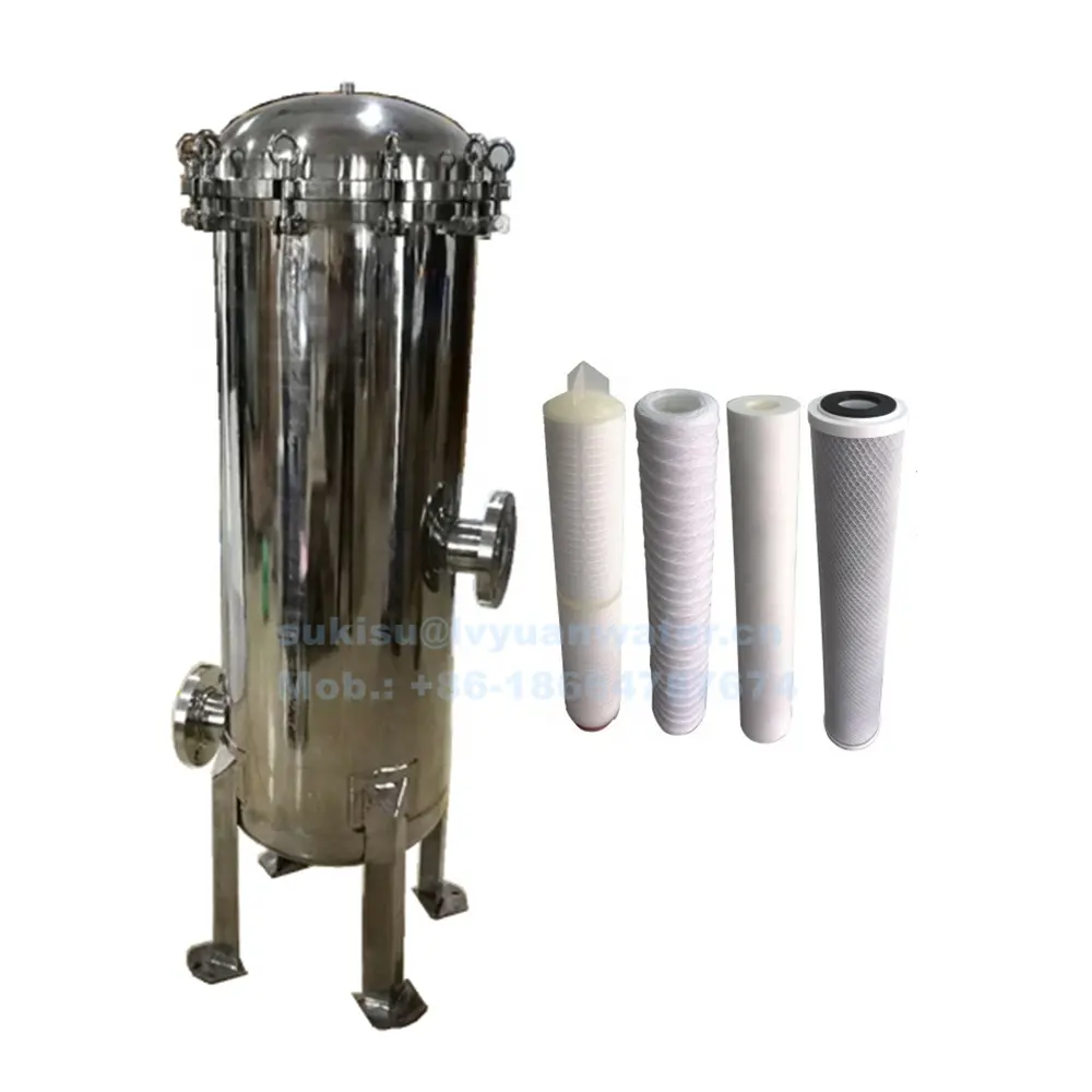 Rvs 316L 304 multi cartridge filter vessel voor PP Actieve Kool Commerciële Industriële water vloeibare filtratie