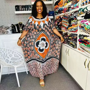 ชุดเดรสยาวสไตล์ลำลองหรูหราสำหรับฤดูร้อน ลายพิมพ์หลากหลายสไตล์ยุโรป อเมริกา แอฟริกา ตะวันออกกลาง มุสลิม อบายะ ไซส์พลัส - Product Image 3