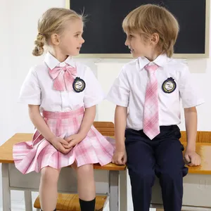 Uniforme scolaire de haute qualité pour fille américaine, chemisier et jupe personnalisés