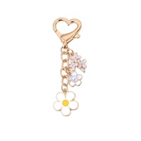 Pendentif de sac double face coloré à motif floral pour femme, porte-clés en alliage de zinc, cadeau de vacances pour enfant, pendentif de sac ou de clés de voiture