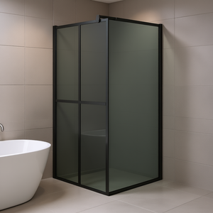 Mampara de Ducha de Vidrio Templado Oscuro con Marco y Puerta Corredera de 31.5x76.8 Pulgadas, Diseño Contemporáneo para Baño - Product Image 2