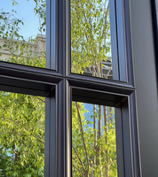 Ventanas de calidad superior Marco negro de acero Puerta abatible de doble vidrio Puerta francesa de acero frontal con rejilla