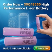 Batterie Li-ion de qualité supérieure 18650 30Q 3000mAh 15A à décharge élevée 3.7V Batterie lithium-ion rechargeable d'origine pour outils électriques