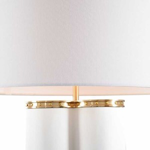 <b>Table</b> Lamp White Ceramic Gold Trim E26 LED 220V Switch Control - Product Image 3
