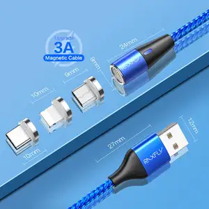 Cable Cargador OK RAXFLY Para iPhone y Samsung, Cable magnético De nailon, Usb Para Móvil, 1 muestra, envío gratis