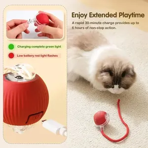 Durable Plastic Smart Pet Interactive Eco-Friendly Rechargeable Automatic Rolling Ball Boredom Buster Fun Tail <strong>Cats</strong> - Product Image 6